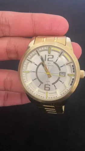 Relógio Technos Masculino Original Dourado/Prata - 5 ATM