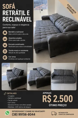 Sofá Retrátil e Reclinável