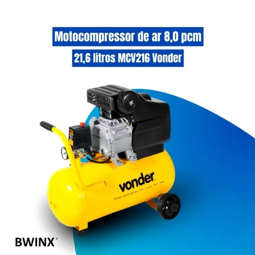 Motocompressor de Ar Compacto e Portátil 8,0 pcm 21,6 litros MCV216 Vonder