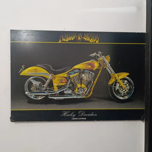 Quadro Feito a Mão Harley Davidson Moto Razorback Amarela