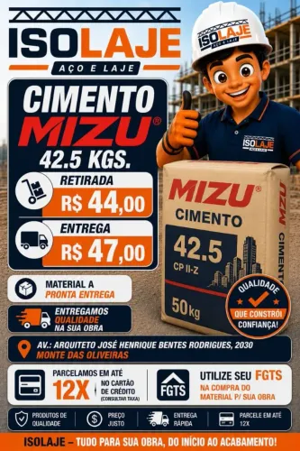 Promoção de cimento mizu e poty
