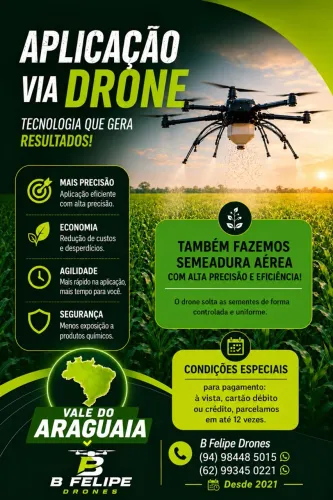 Pulverização e dispersão de sementes com drone agrícola