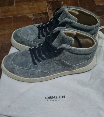 Tênis Osklen Soho Couro Gasto Cano Médio Cinza Tam 42 (Original) Couro Estonado