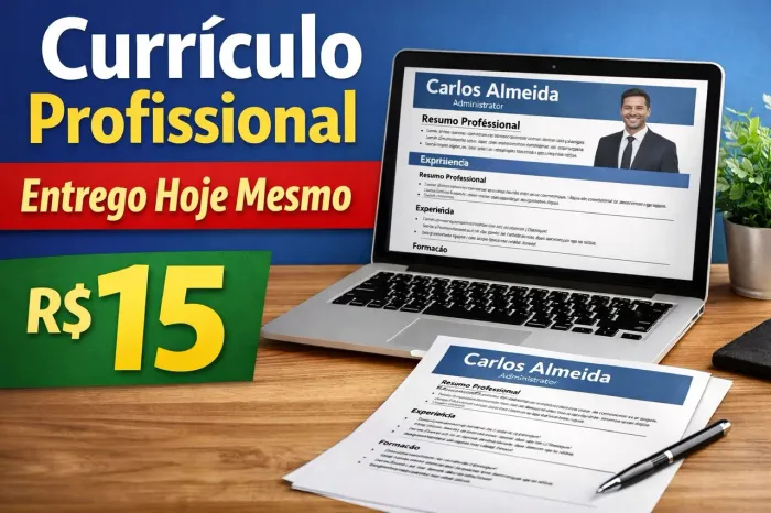 Faço currículo profissional completo por apenas R$15!