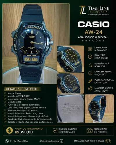 Relógio Casio AW-24 Ana-Digi ( Dual time )