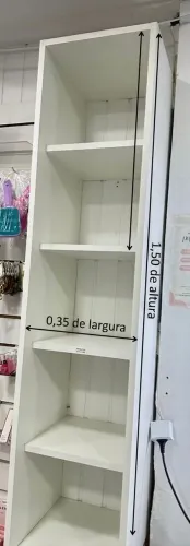 Estante Vertical Branca para Aproveitamento de Espaço (0,35m x 1,50m)