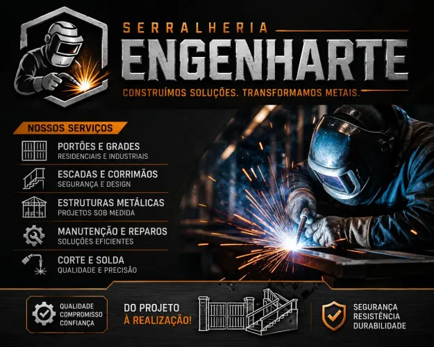 Serviços de serralheria, fabricação e montagem de estruturas Metálicas