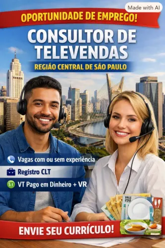 Vagas para consultor de televendas