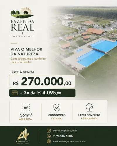 Invista no Fazenda Real I | Lote em Condomínio