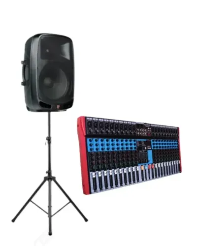 KIT Caixa Ativa Staner Ps 1501 + Mesa de Som MS 202 EUX C/ Tripé