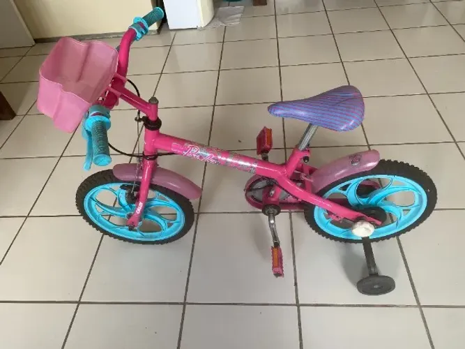 Bicicleta Barbie Aro 16 Infantil Menina Rosa Rodinhas Caloi