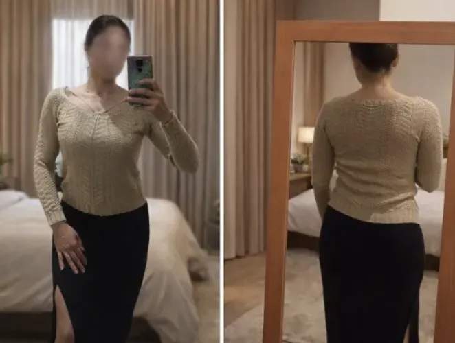 blusa tricô bege