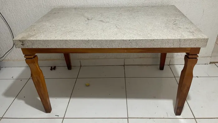 Mesa Mármore Madeira Peroba Rosa