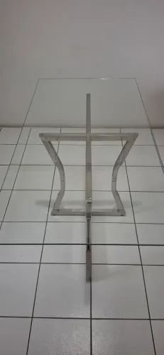 Mesa de Jantar Jacaúna Premium - Aço Inox e Vidro Temperado 10mm