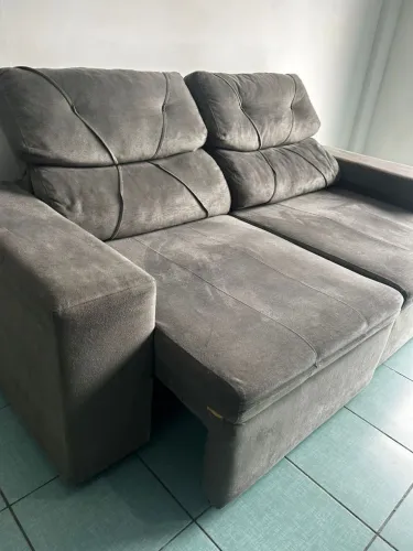 Sofá de luxo em Suede retratil e reclinável entrego 