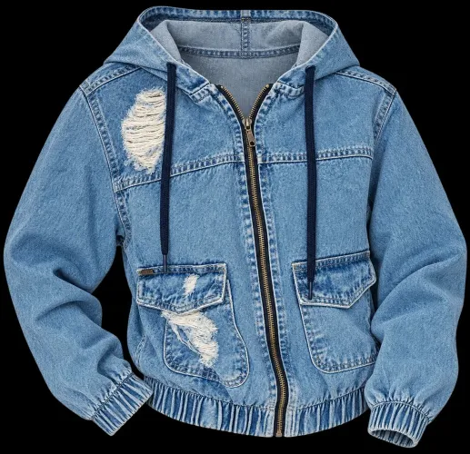 Jaqueta jeans destroyed (feminina)