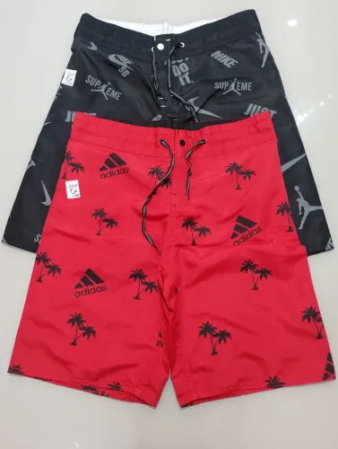 Kit de 2 Bermudas Masculina Tactel c/ Estampas, bolso traseiro e regulagem na cintura