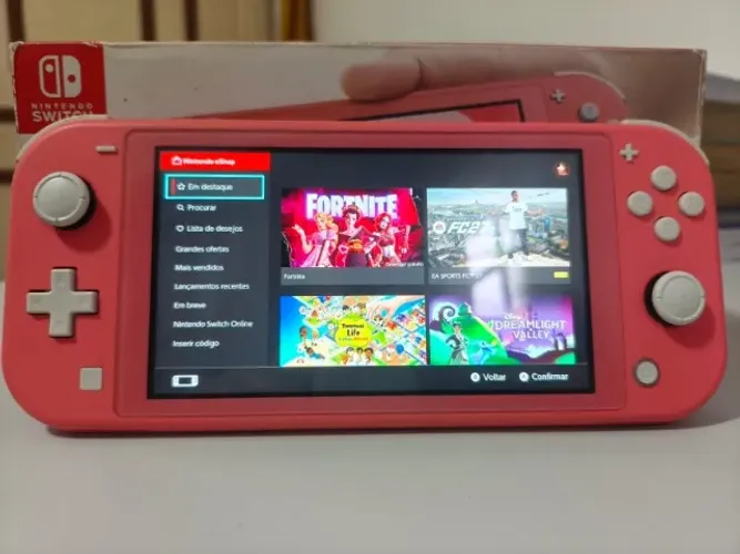 Nintendo Switch Lite - Coral - CARTÃO DE 128GB INCLUSO! Leia o anúncio