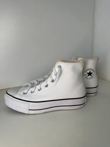 tênis converse all star plataforma branco chuck taylor lift cano longo 37