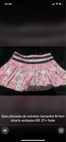 saia plissada com de estrelas 