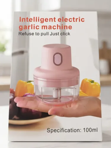 Mini processador eletrico de alho 100ml rosa