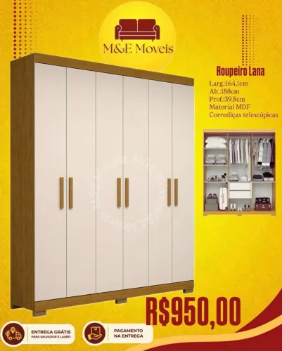 Guarda roupa 6 portas com entrega grátis