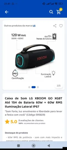 Cxa de som Xbom XG8T, lacrada com NF