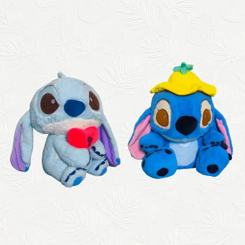 Combo de Stitch com manta - 2 pelúcias + 2 mantas