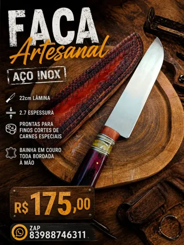 Faca artesanal aço inox