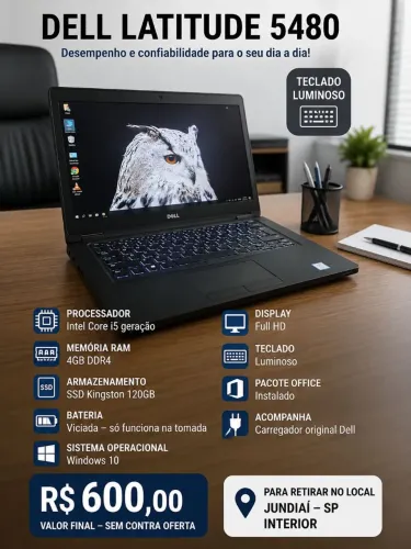 Notebook dell core i5 Jundiaí SP interior 