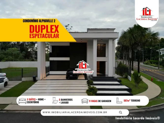 Casa Duplex Mobiliada, Alphaville 2, Energia Solar, Gerador, Casa de Esquina, Alto Padrão
