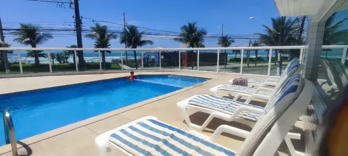 Apartamento Praia Grande vista maravilhosa c/churrasq gourmet/piscina frente total