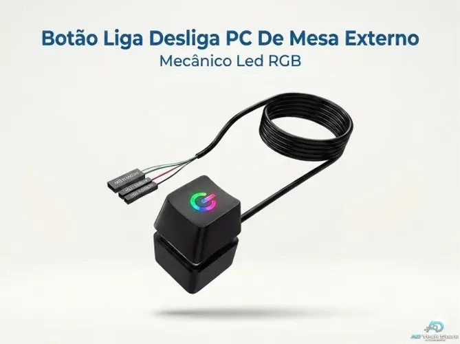 Botão Liga Desliga PC De Mesa Externo Mecânico Led RGB
