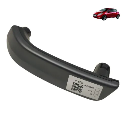 Puxador Interno Porta Traseira Direita Peugeot 208 2014 2015 Preto