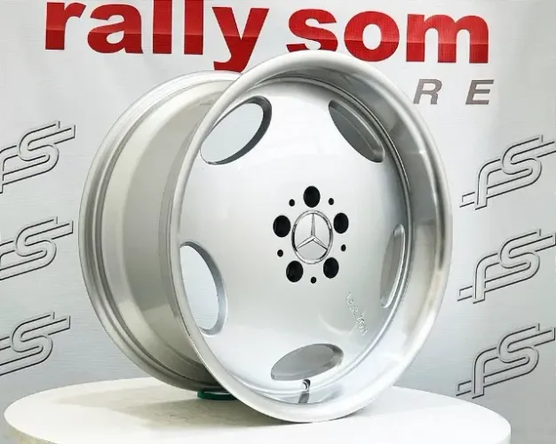 Jogo de Roda Mercedes Monobloco LARSON Prata Brilhante Borda Diamantada 5x112 - 19x8,5 e 1