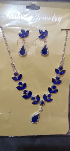Conjunto de Colar e Brincos Azul Royal