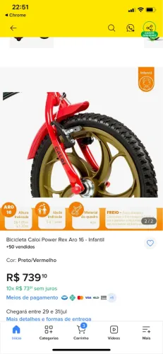Bicicleta infantil Caloi Aro 16