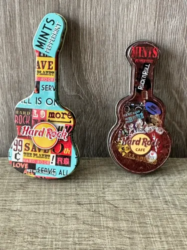 Kit 2 Latinhas Guitarra Metal Hard Rock Café Porta Doces Raridade ! Campinas-sp