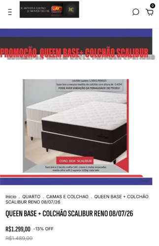 BASE E COLCHÃO QUEEM SCALIBUR
