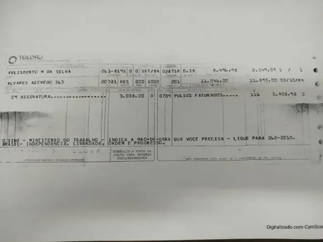Contas AntigasTelerj Inclusive a linha existe até hoje