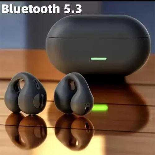 Fone Bluetooth T75 TWS - Condução Óssea, Design Ear Clip (Esportivo e Confortável)