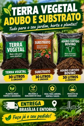 Terra vegetal e adubo bovino