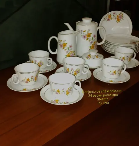 Jogo de chá antigo em porcelana Steatita