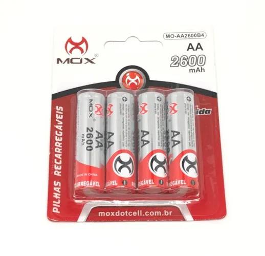 Pilhas Recarregáveis MOX - AA 2600mAh Produto Novo na Embalagem Lacrada