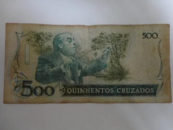 Cédula Antiga De 500 Cruzados Razoável Villa Lobos
