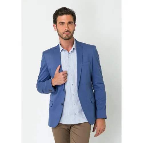 Blazer Skinny Azul (Acinzentado) de Algodão com Elastano Skinny