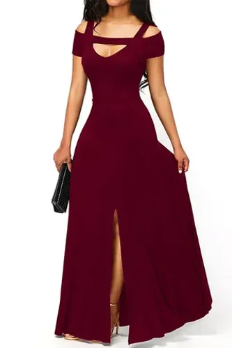 Vestido Longo Marsala - Vestido Casamento Madrinha Formatura Fenda Profunda