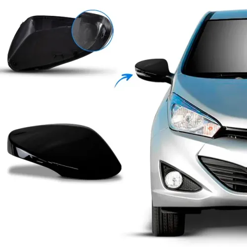 Capa de Retrovisor Toyota Etios 2014 à 2021 - Superior Preto - Preparado P/ Pisca - LD LE 