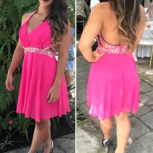 Vestido madrinha rosa curto