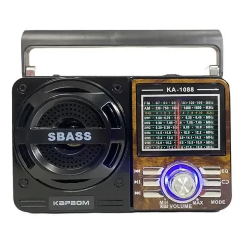 Radinho Retrô X-Bass Radio Recarregável K-1088 fm am sw